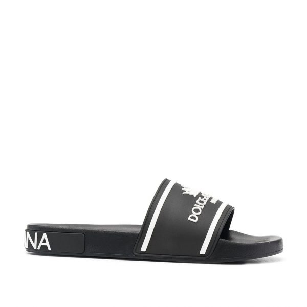 DOLCE & GABBANA LOGO-PRINT FLAT SLIDES