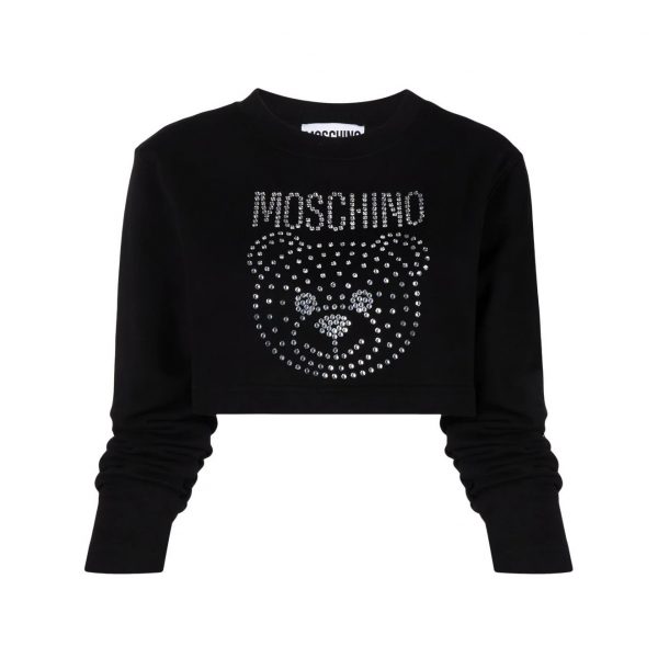 Moschino crystal-embellished Teddy Bear cropped top