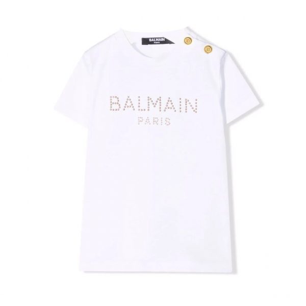 BALMAIN KIDS STUDDED-LOGO SHORT-SLEEVE T-SHIRT