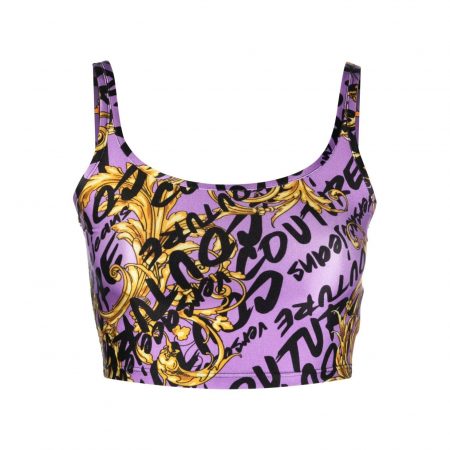 VERSACE JEANS COUTURE LOGO-PRINT CROPPED TOP