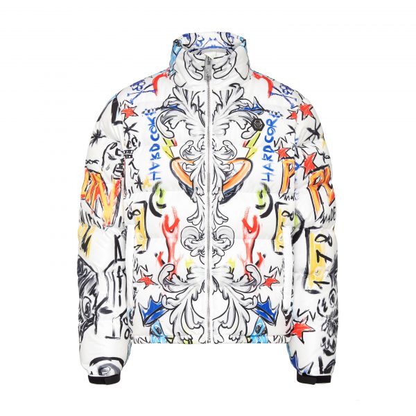 PHILIPP PLEIN DOWN PUFFER JACKET SKULL AND PLEIN