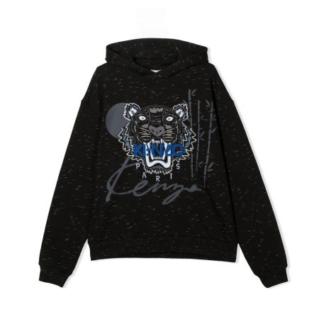 KENZO KIDS LOGO-EMBROIDERED COTTON HOODIE