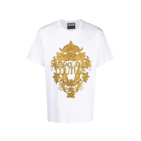 VERSACE JEANS COUTURE LOGO BAROQUE PRINT T-SHIRT