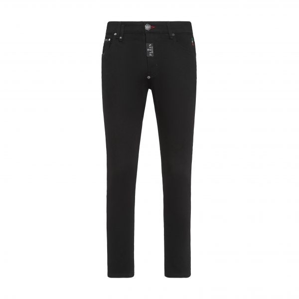 PHILIPP PLEIN DENIM TROUSERS SKINNY FIT HEXAGON