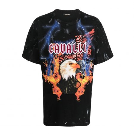 Roberto Cavalli eagle logo-print cotton T-shirt