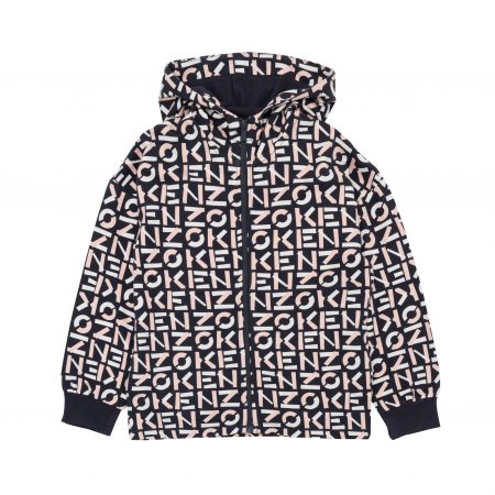 KENZO KIDS LOGO-LETTERING ZIP-UP HOODIE