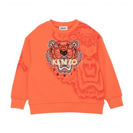 KENZO KIDS TIGER HEAD-MOTIF COTTON SWEATSHIRT