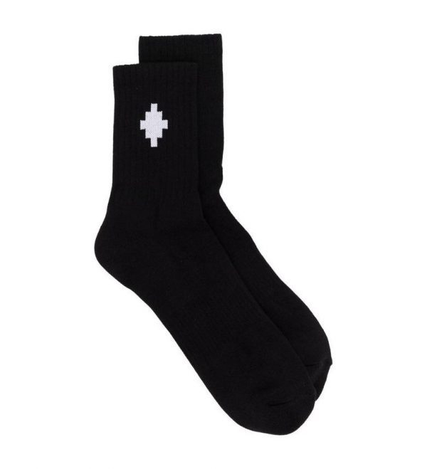 MARCELO BURLON MEN'S BLACK COTTON SOCKS