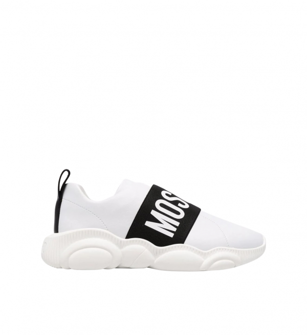 MOSCHINO LOGO-STRAP LOW-TOP SNEAKERS