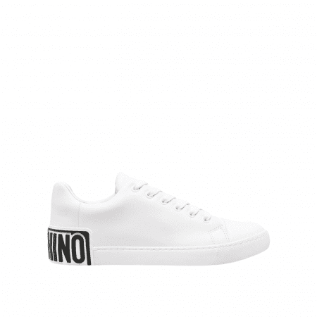 MOSCHINO LOGO-PRINT LEATHER SNEAKERS