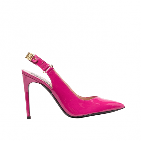 MOSCHINO LOGO-PLAQUE PATENT PUMPS