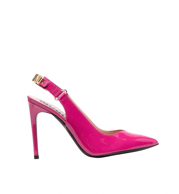 MOSCHINO LOGO-PLAQUE PATENT PUMPS