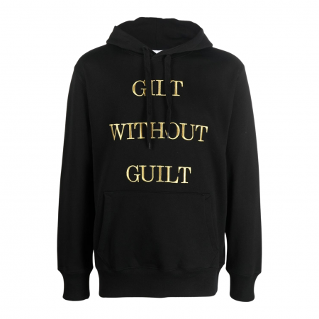 MOSCHINO EMBROIDERED-SLOGAN LONG-SLEEVE HOODIE