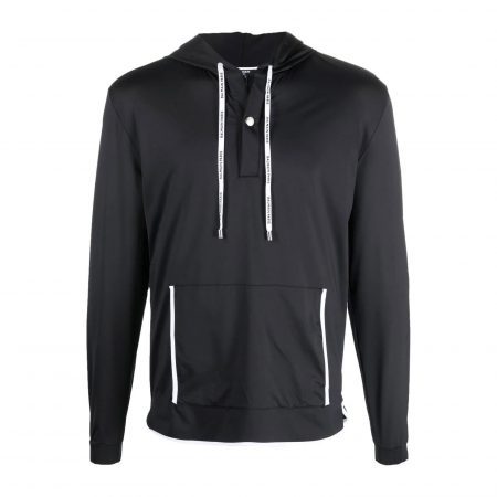 BALMAIN CONTRAST-TRIM DRAWSTRING HOODIE