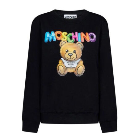 moschino-Black-Teddy-Bear-Motif-Crewneck-Sweatshirt