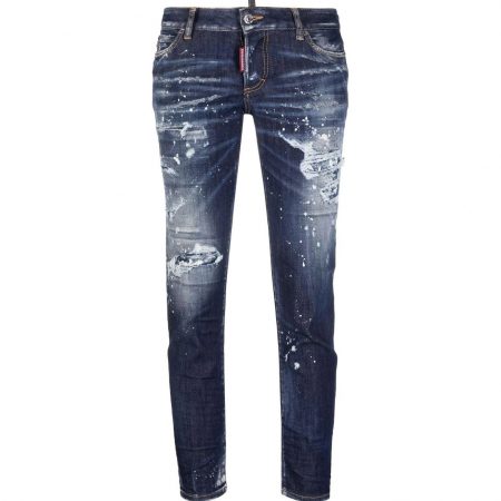 DSQUARED2 CROPPED DISTRESSED DENIM JEANS