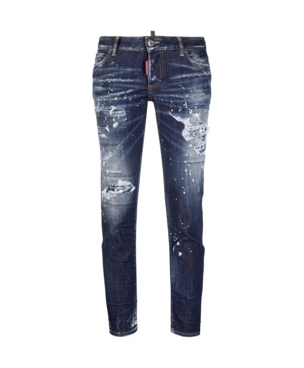 DSQUARED2 CROPPED DISTRESSED DENIM JEANS