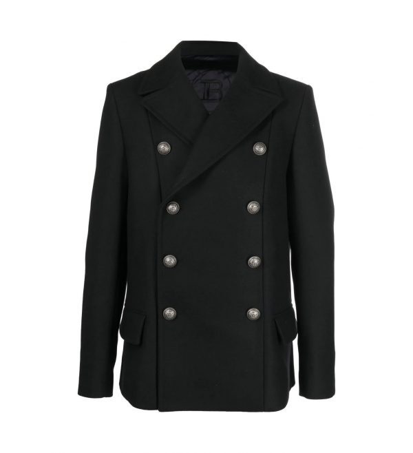 BALMAIN DOUBLE-BREASTED VIRGIN-WOOL COAT