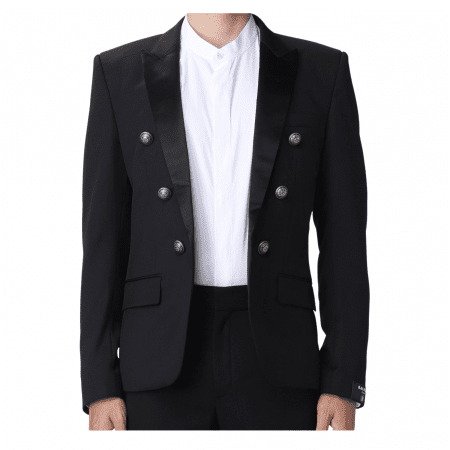 BALMAIN EMBOSSED BUTTON COAT