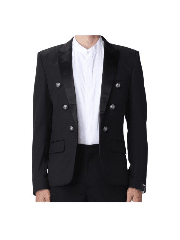 BALMAIN EMBOSSED BUTTON COAT