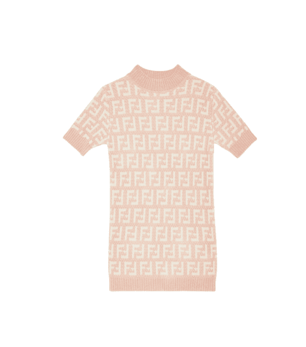 FENDI PINK AND CREAM CHENILLE MINI DRESS