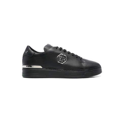 PHILIPP PLEIN HEXAGON LOW-TOP LEATHER SNEAKERS