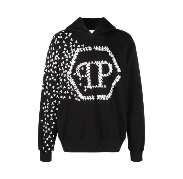 PHILIPP PLEIN SKULL AND BONES COTTON HOODIE