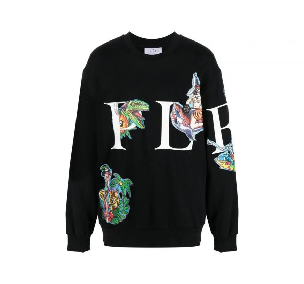 PHILIPP PLEIN LOGO-PRINT CREW NECK SWEATSHIRT