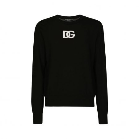 DOLCE & GABBANA LOGO-INTARSIA KNIT JUMPER