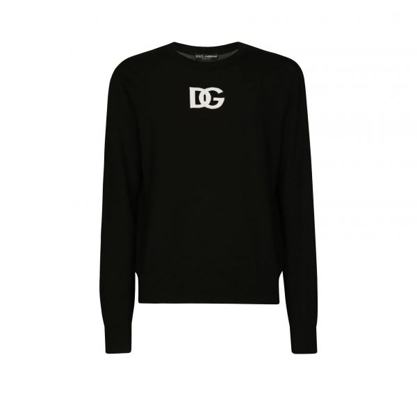 DOLCE & GABBANA LOGO-INTARSIA KNIT JUMPER