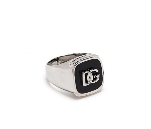 DOLCE & GABBANA DEBOSSED LOGO SIGNET RING