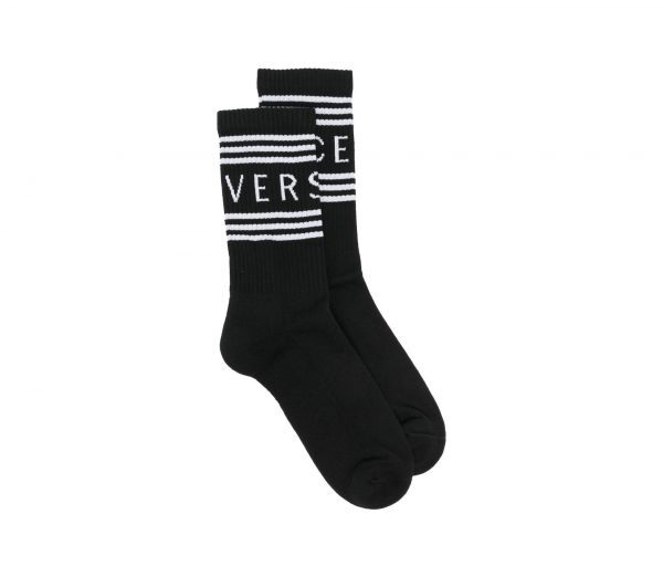 VERSACE LOGO-PRINT RIBBED SOCKS