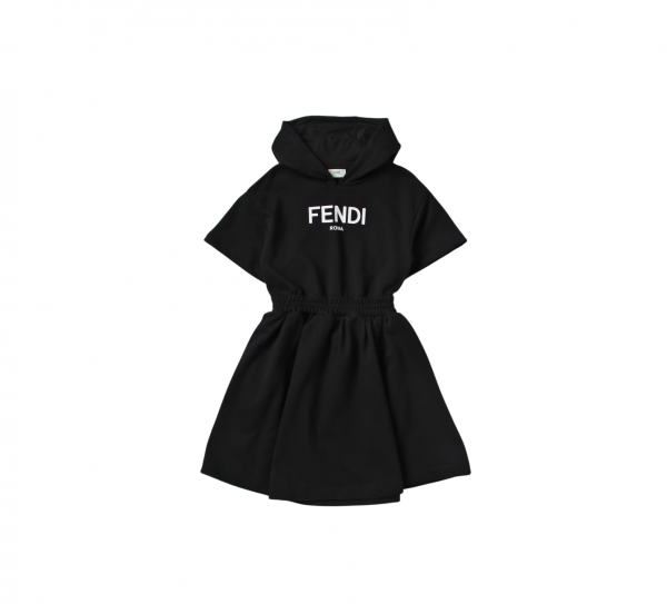 FENDI GIRLS BLACK COTTON JERSEY DRESS