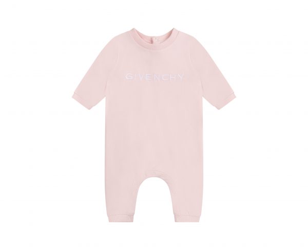 GIVENCHY KIDS EMBROIDERED-LOGO COTTON ROMPER