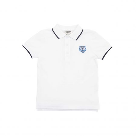 KENZO KIDS TIGER-PATCH COTTON POLO SHIRT