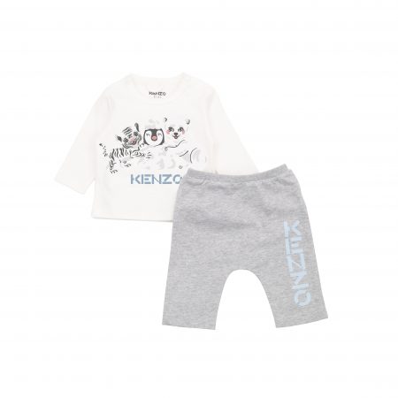 KENZO KIDS BABY WHITE & GREY TROUSERS SET