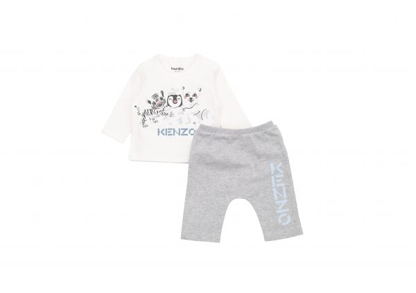 KENZO KIDS BABY WHITE & GREY TROUSERS SET