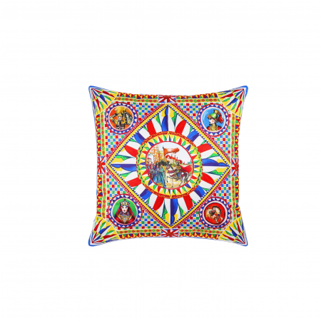 DOLCE & GABBANA SMALL CARRETTO-PRINT SQUARE CUSHION