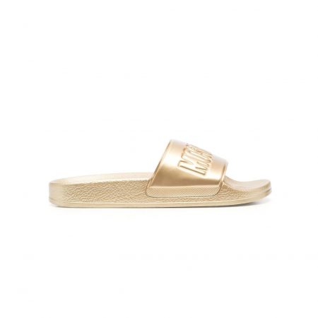 MOSCHINO EMBOSSED-LOGO DETAIL SLIDES