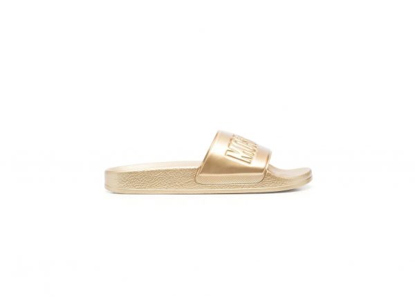 MOSCHINO EMBOSSED-LOGO DETAIL SLIDES