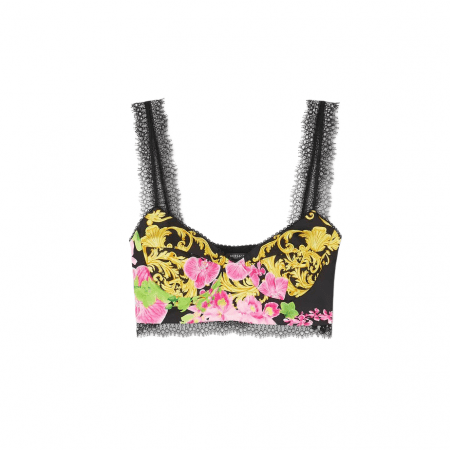 VERSACE MEDUSA ORCHID SILK BUSTIER TOP