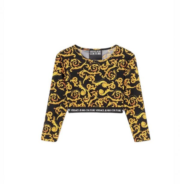 VERSACE JEANS COUTURE BAROQUE-PRINT CROP TOP