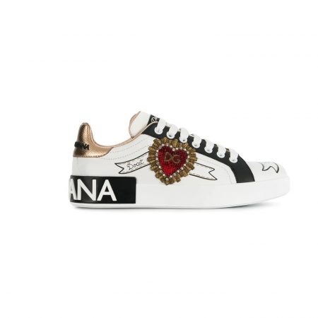 DOLCE & GABBANA PORTOFINO EMBROIDERED DETAIL SNEAKERS