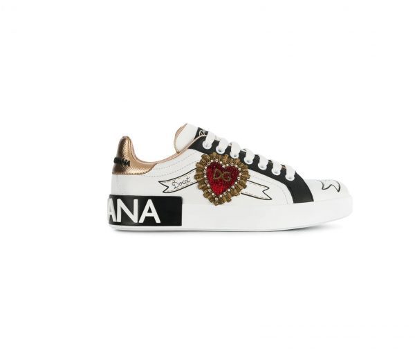 DOLCE & GABBANA PORTOFINO EMBROIDERED DETAIL SNEAKERS