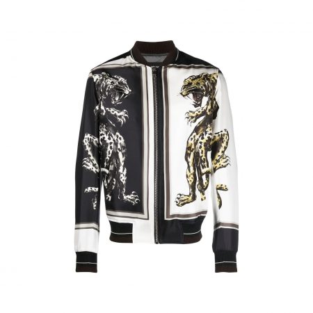 ROBERTO CAVALLI ANIMAL-PRINT ILLUSTRATION BOMBER JACKET