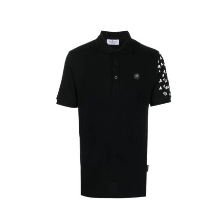 PHILIPP PLEIN SKULL AND BONES COTTON POLO SHIRT