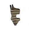 BALMAIN LOGO-PRINT ONE-SHOULDER SWIMSUIT