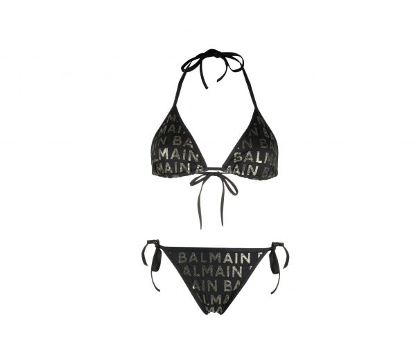 BALMAIN LOGO-PRINT BIKINI SET