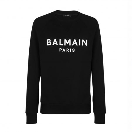 BALMAIN COTTON PRINTED LOGO SWEATSHIRT