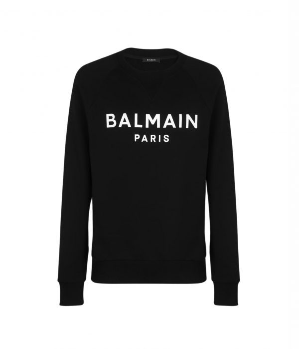 BALMAIN COTTON PRINTED LOGO SWEATSHIRT